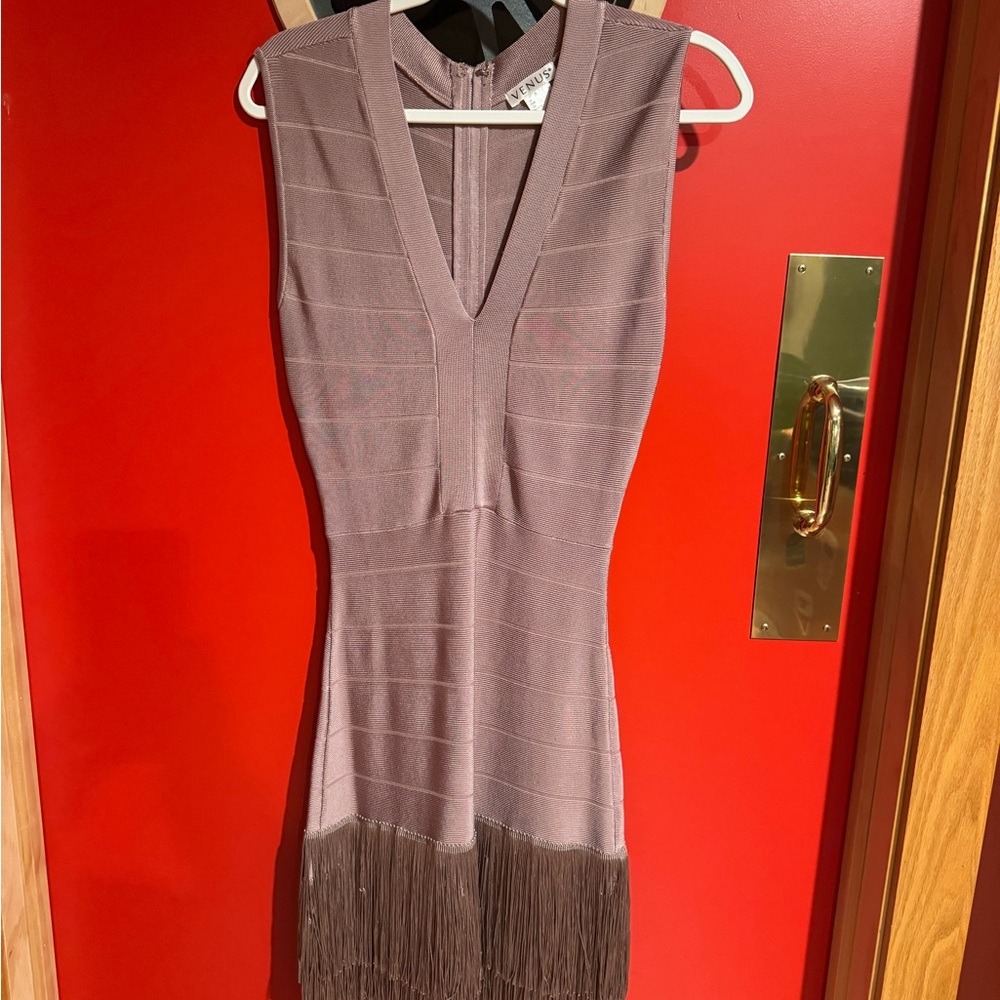 Elegant Mauve Fringe Dress